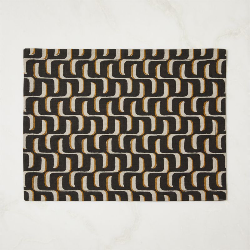 View Osric Block Print Linen Placemat details
