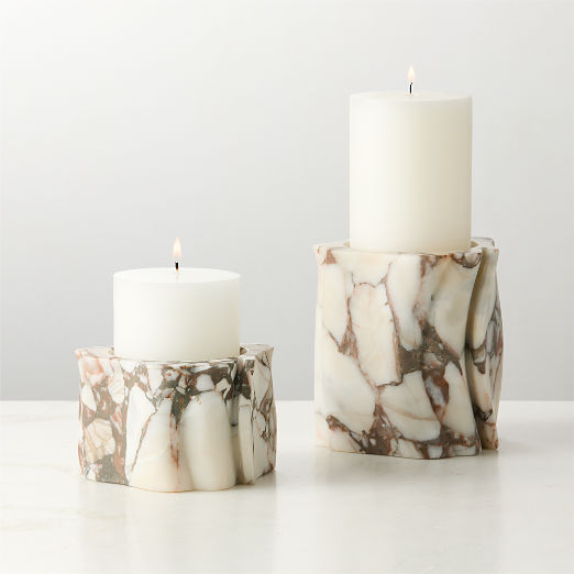 Otalora Cocoa Marble Pillar Candle Holder Large