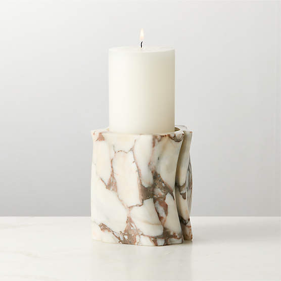 Otalora Cocoa Marble Pillar Candle Holder Large