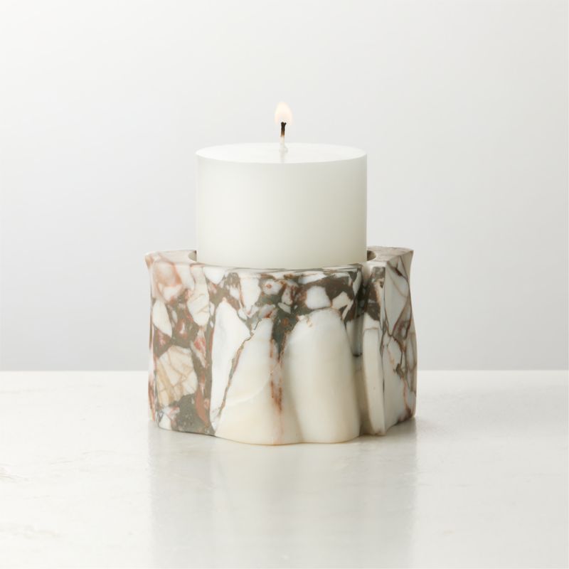 View Otalora Cocoa Marble Pillar Candle Holder Small details