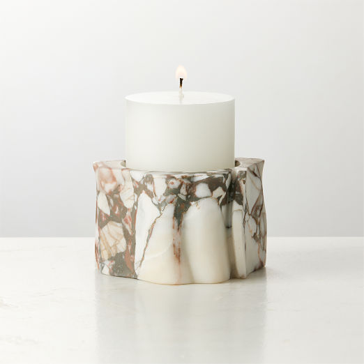 Otalora Cocoa Marble Pillar Candle Holder Small