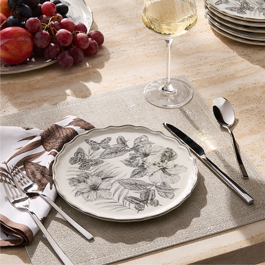 Everly White and Black Patterned Appetizer Plates Set of 6