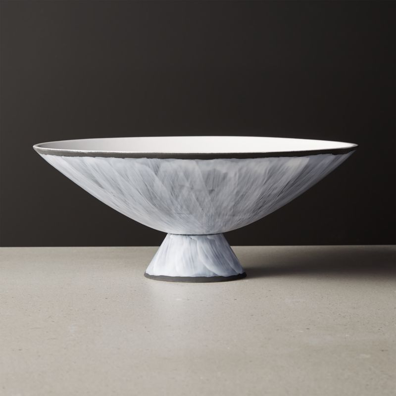 View Overlap White Glazed Footed Serving Bowl details