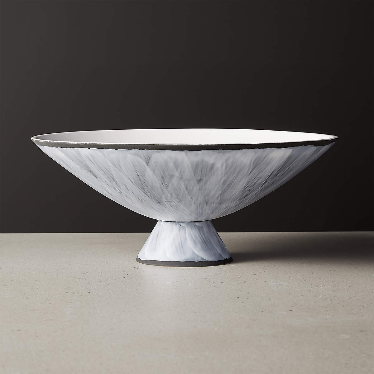 Overlap Modern White Glazed Footed Serving Bowl + Reviews CB2