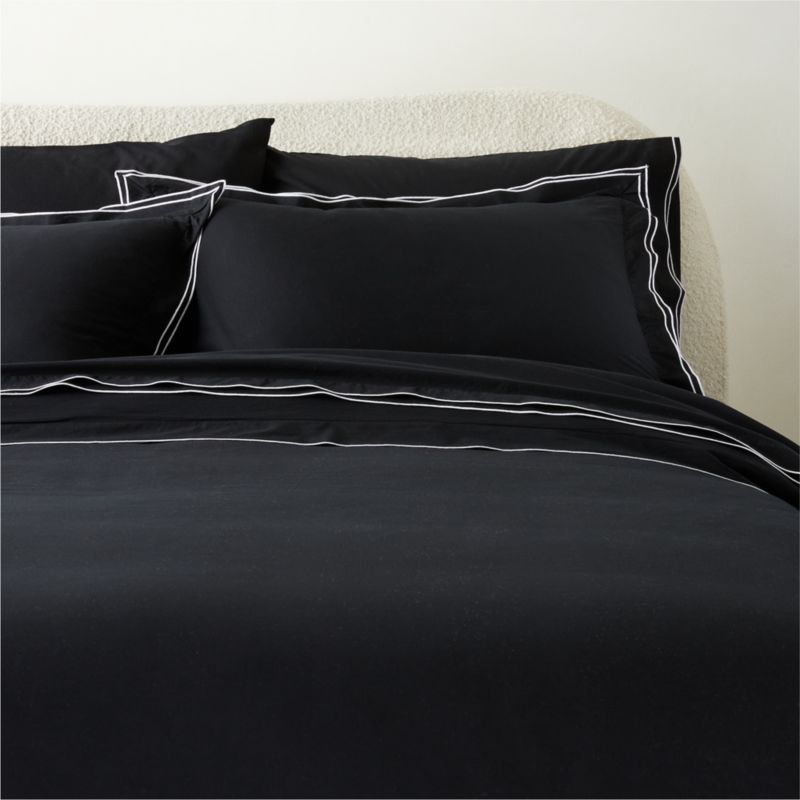 View Overlock Black with White Trim King Duvet Cover details