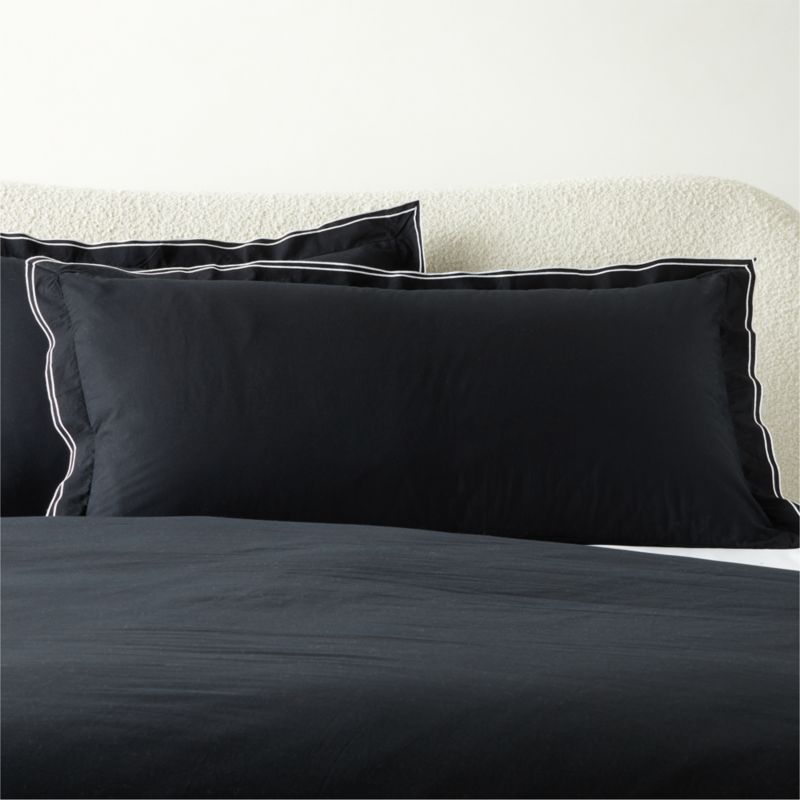 View Overlock Black with White Trim King Shams Set of 2 details