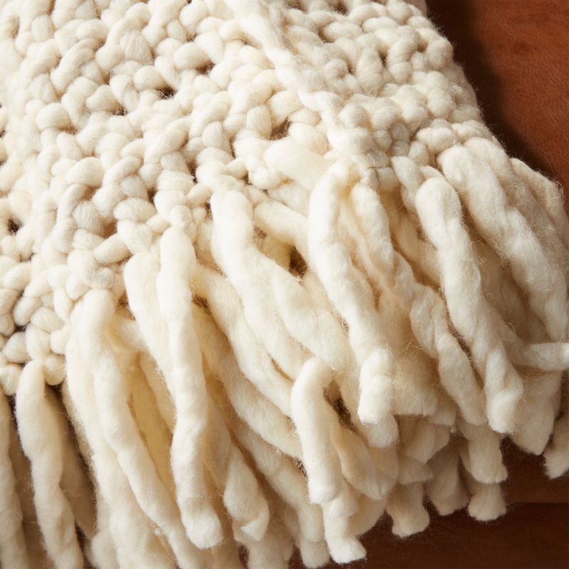 Overlook White Chunky Knit Throw Blanket + Reviews | CB2