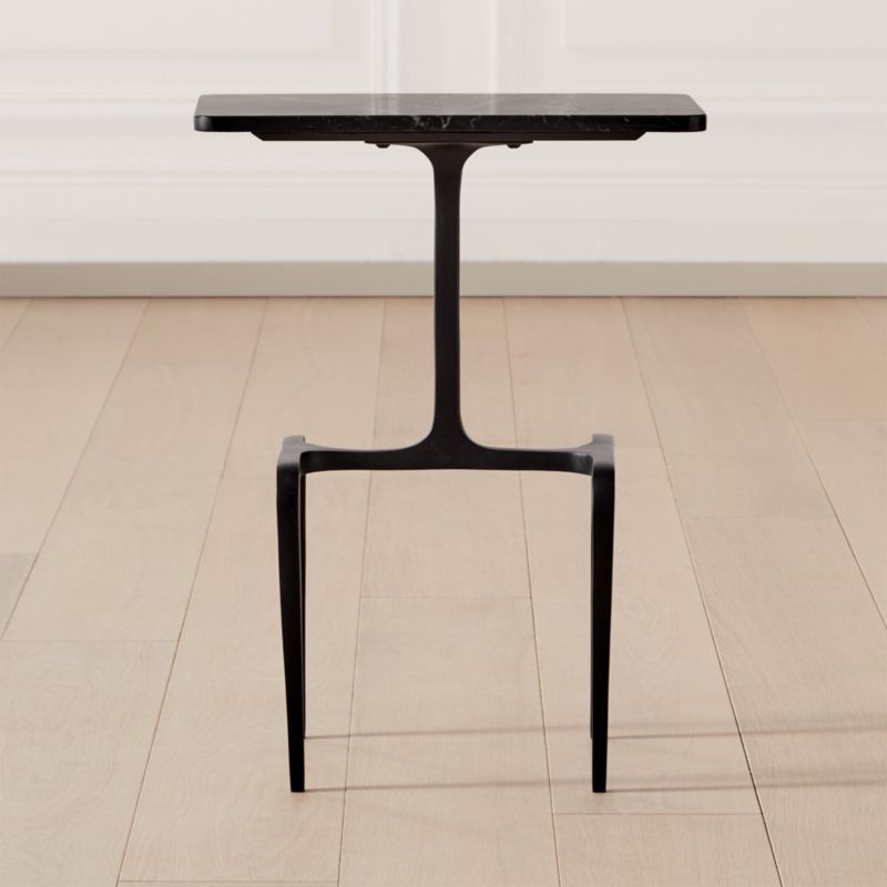 Oxford Black Marble Side Table + Reviews | CB2