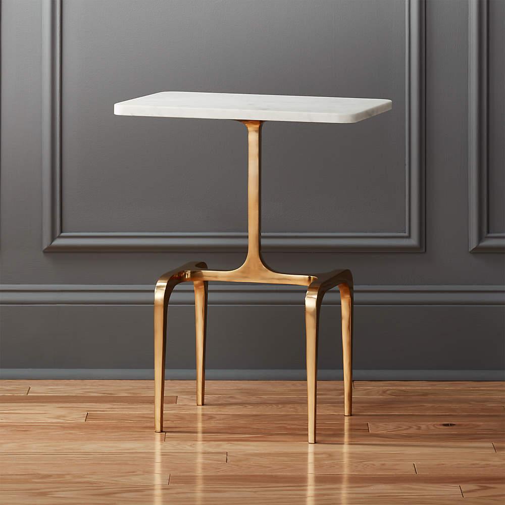 Oxford Marble And Brass Side Table Reviews Cb2
