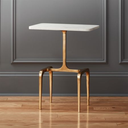 Oxford Marble And Brass Side Table Reviews Cb2