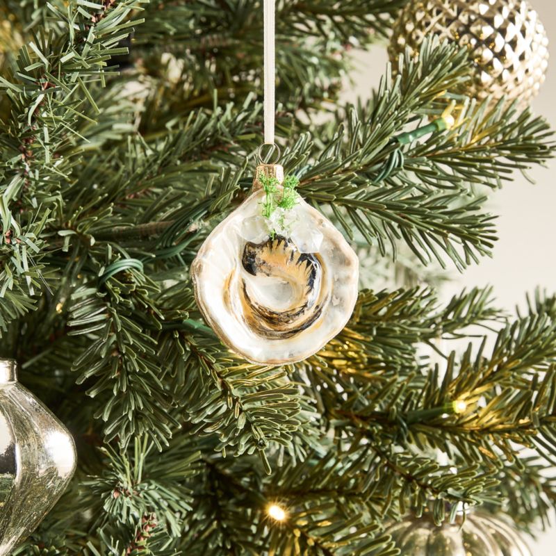 Oyster Hand Painted Glass Christmas Tree Ornament - image 1 of 3