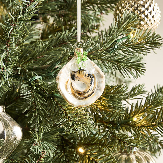Oyster Hand Painted Glass Christmas Tree Ornament