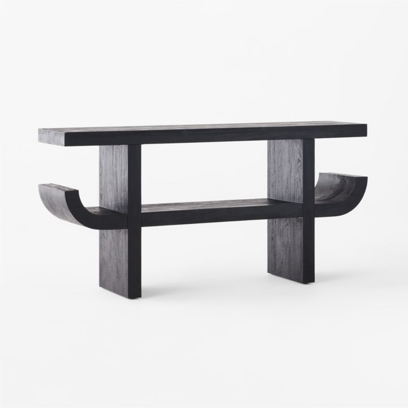 Pagoda 60" Black Acacia Wood Console Table - image 5 of 8