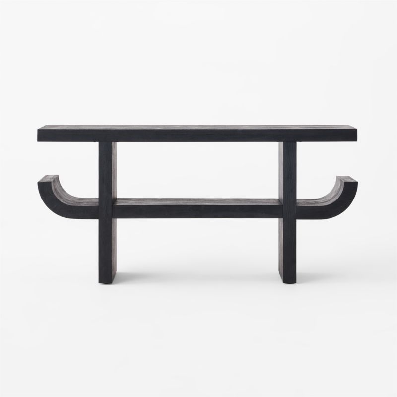 Pagoda 60" Black Acacia Wood Console Table - image 4 of 8