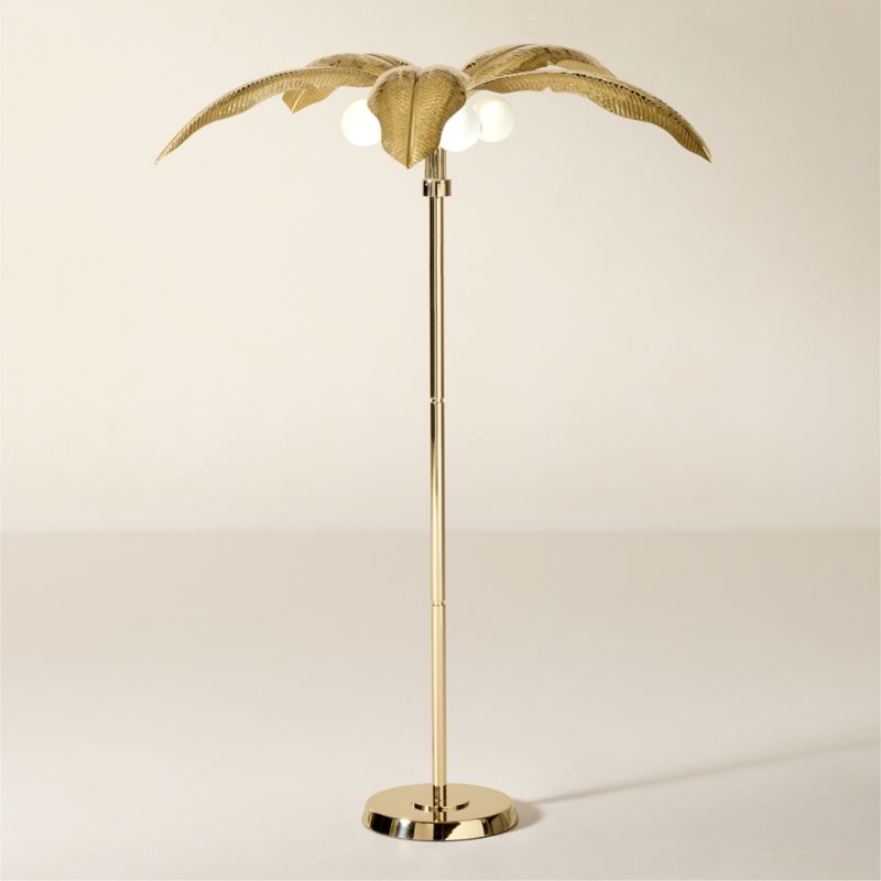 View Palm Brass Finish Floor Lamp details