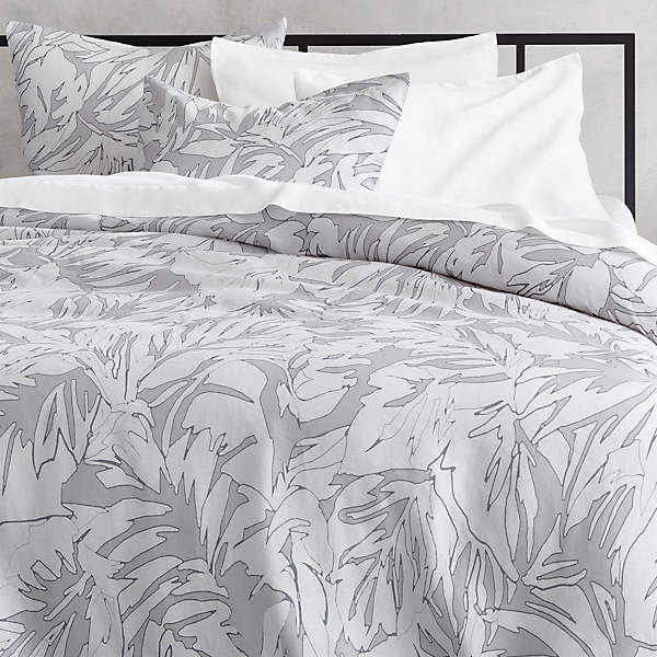 Palm Grey Linen Duvet Cover Cb2, Duvet Comforter Covers Queen