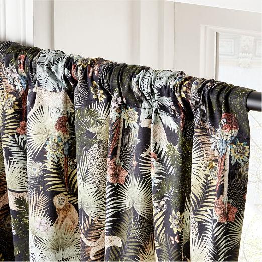 Palm Grove Jungle-Print Window Curtain Panel 48"x84"