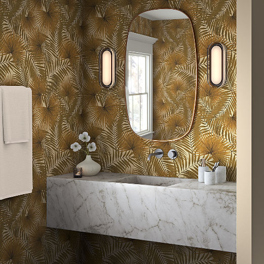 Palm Leaf Dull Gold Wallpaper