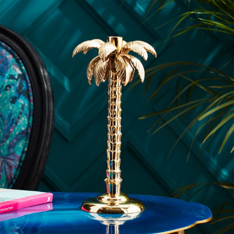 Palm Tree Gold Taper Candle Holder - image 0 of 10