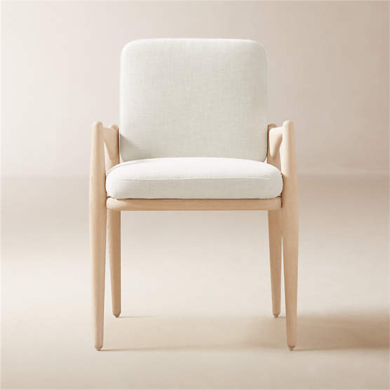 Palmas Ivory White Performance Fabric Dining Armchair