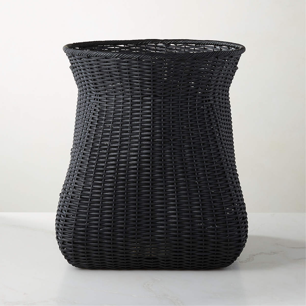 Palmer Modern Black Wicker Storage Basket + Reviews CB2