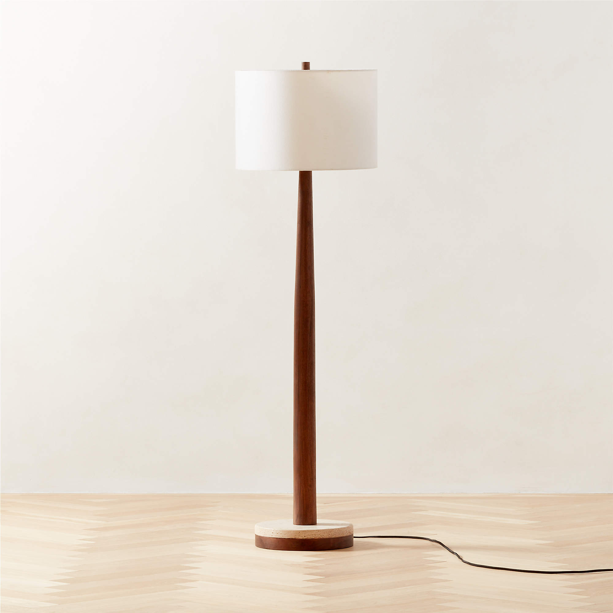 Palo Verde Travertine and Walnut Wood Floor Lamp CB2 Canada