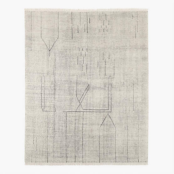 Palos Hand-Knotted Cool Grey and Warm White New Zealand Wool Area Rug 8'x10'