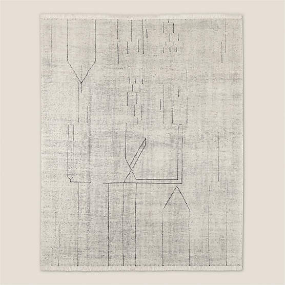 Palos Hand-Knotted Cool Grey and Warm White New Zealand Wool Area Rug 9'x'12'