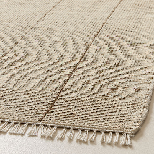 Palos Hand-Knotted Warm White and Tobacco Brown New Zealand Wool Area Rug