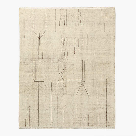 Palos Hand-Knotted Warm White and Tobacco Brown New Zealand Wool Area Rug 8'x10'