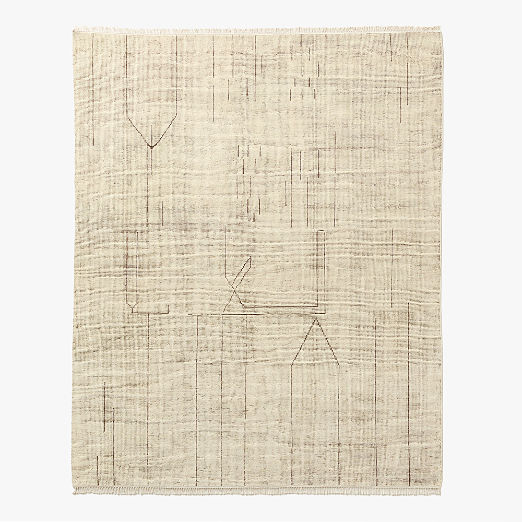 Palos Hand-Knotted Warm White and Tobacco Brown New Zealand Wool Area Rug