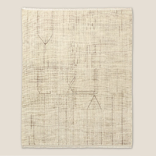 Palos Hand-Knotted Warm White and Tobacco Brown New Zealand Wool Area Rug 9'x12'