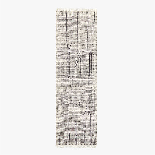 Palos Hand-Knotted Cool Grey and Warm White New Zealand Wool Runner Rug 2.5'x8'