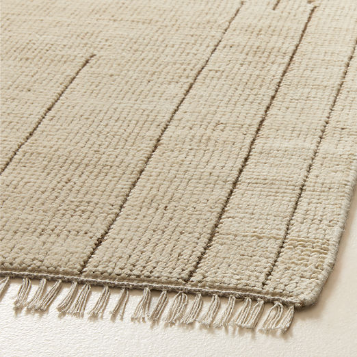 Palos Hand-Knotted Warm White and Tobacco Brown New Zealand Wool Runner Rug 2.5'x8'