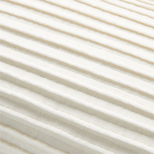 Paola Pleated Warm White Velvet Lumbar Pillow with Feather-Down Insert 23"x11"