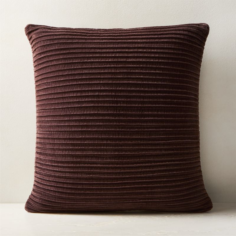 Paola Pleated Dark Brown Velvet Throw Pillow with Down-Alternative Insert 20'' - image 0 of 4