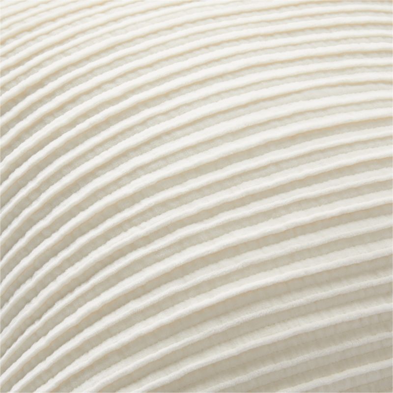 Paola Pleated Warm White Velvet Throw Pillow with Feather-Down Insert 20'' - image 1 of 3