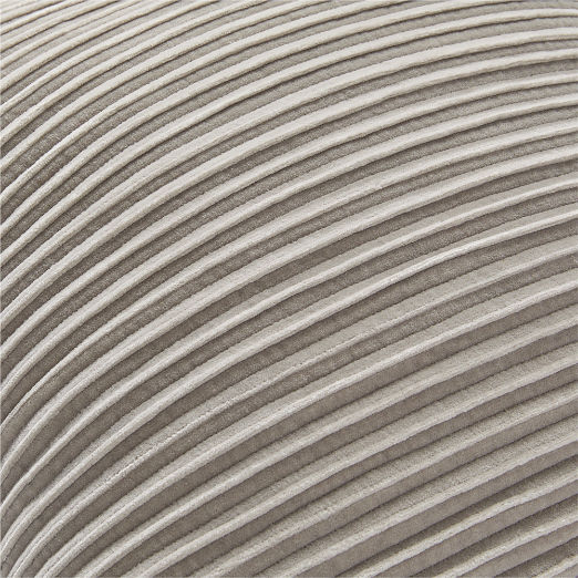 Paola Pleated Warm Grey Velvet Throw Pillow with Feather-Down Insert 20''x20"