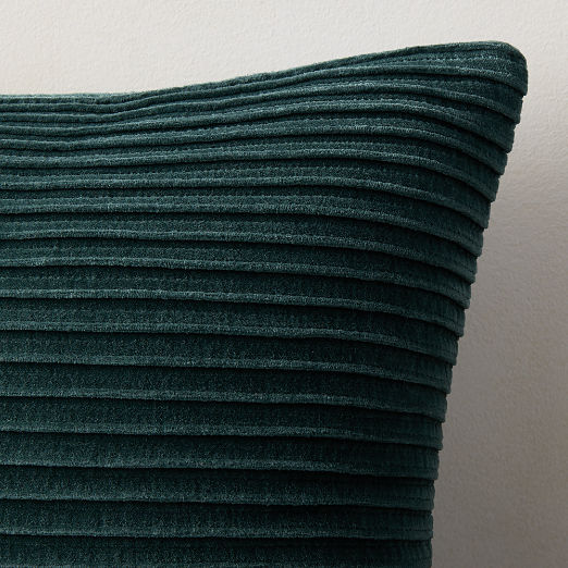 Paola Pleated Dark Green Velvet Throw Pillow With Down-Alternative Insert 20''x20"
