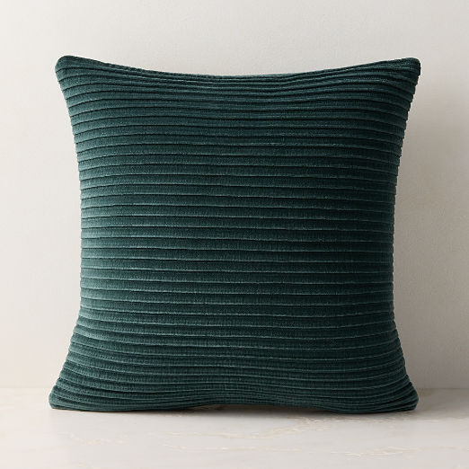 Paola Pleated Dark Green Velvet Throw Pillow 20''x20"