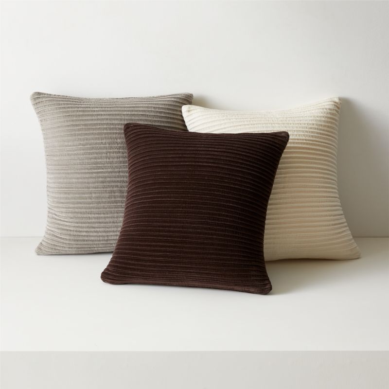 Paola Pleated Warm Grey Velvet Throw Pillow Cover 20'' - image 2 of 3