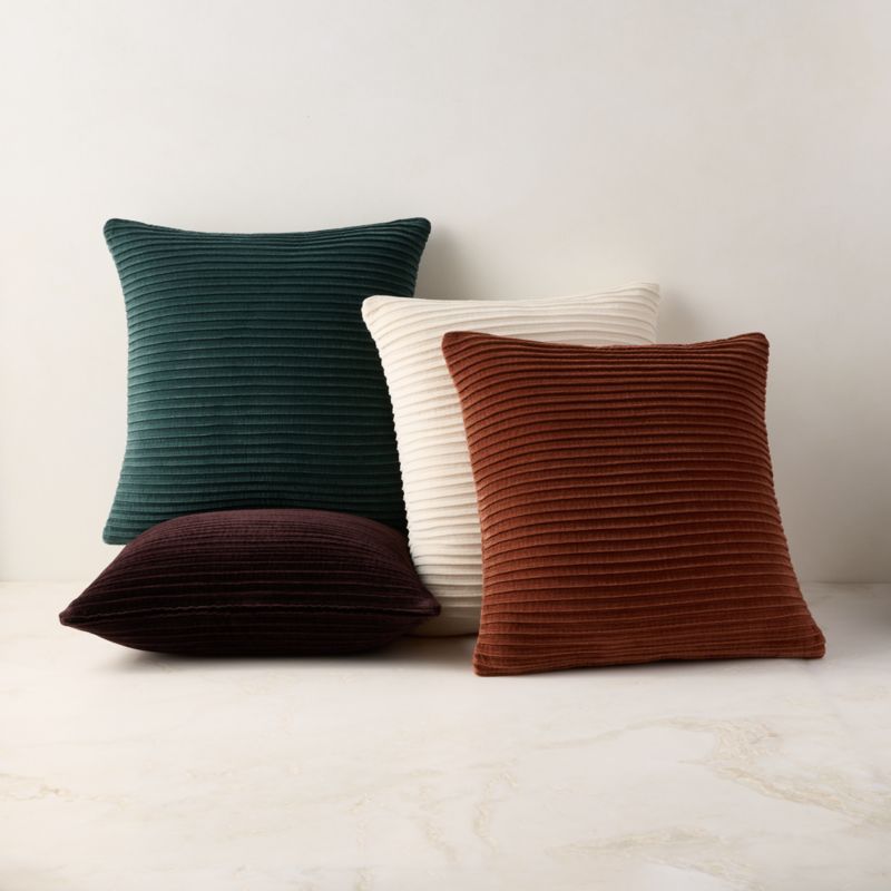 Paola Pleated Dark Green Velvet Throw Pillow With Down-Alternative Insert 20''x20" - image 2 of 3