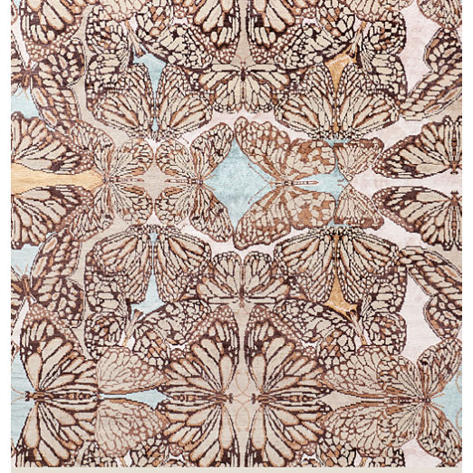 Papillio Brown and Light Teal Wool and Viscose Area Rug