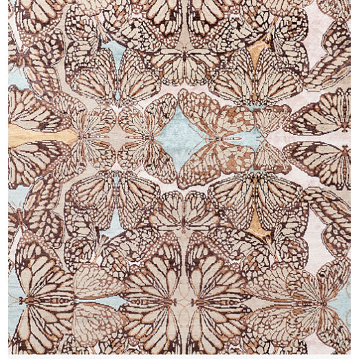 Papillio Brown and Light TealWool and Viscose Rug Swatch 12"x12"