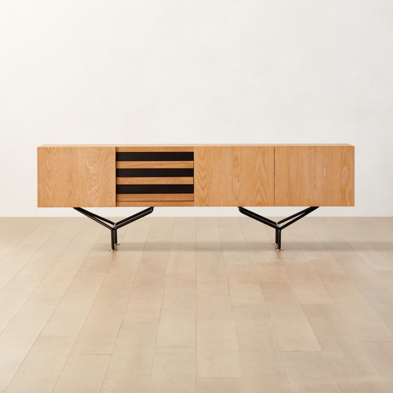 Paraggi 86" Cerused Oak Wood Credenza by Gianfranco Frattini - image 0 of 12