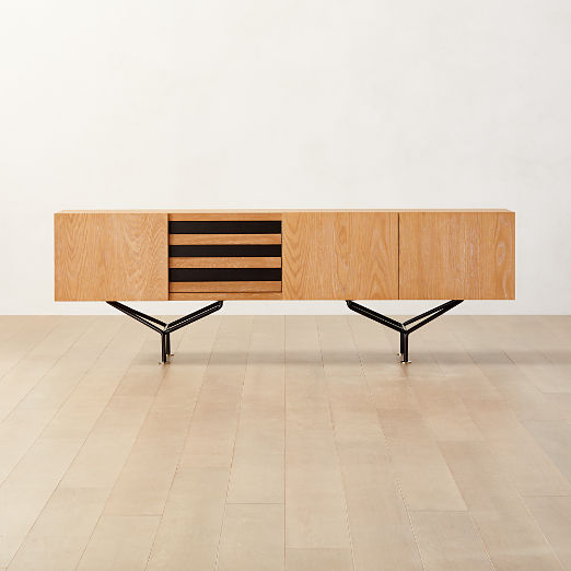 Paraggi 86" Cerused Oak Wood Credenza by Gianfranco Frattini