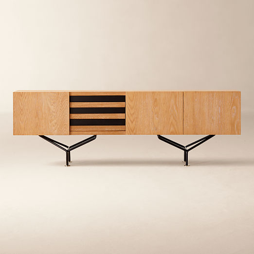 Paraggi 86" Cerused Oak Wood Credenza by Gianfranco Frattini
