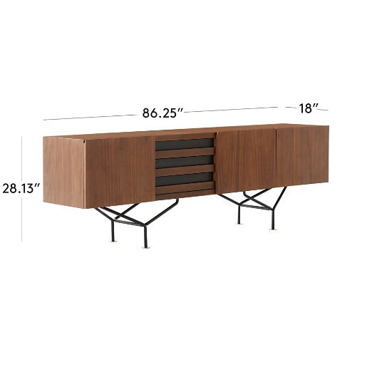 Paraggi 86" Walnut Wood Credenza by Gianfranco Frattini