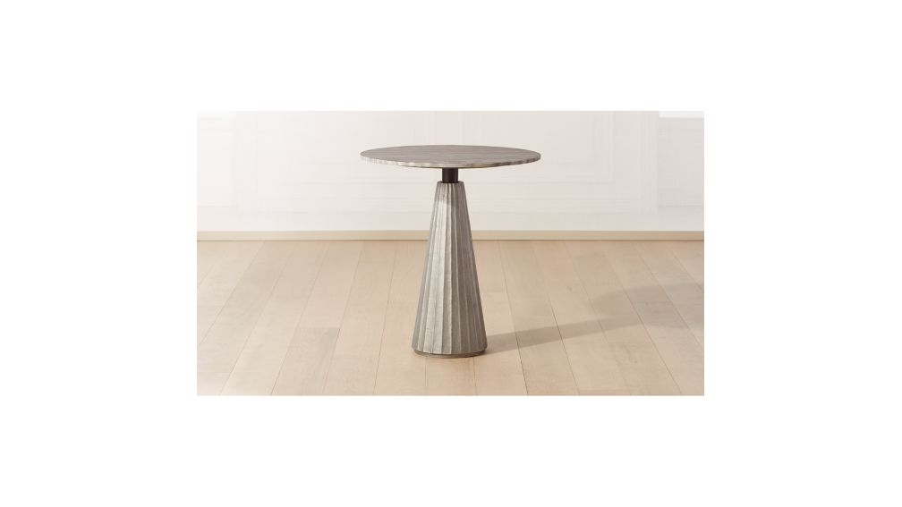 Paramount Marble Pedestal Table 28 Silver Grey Cb2
