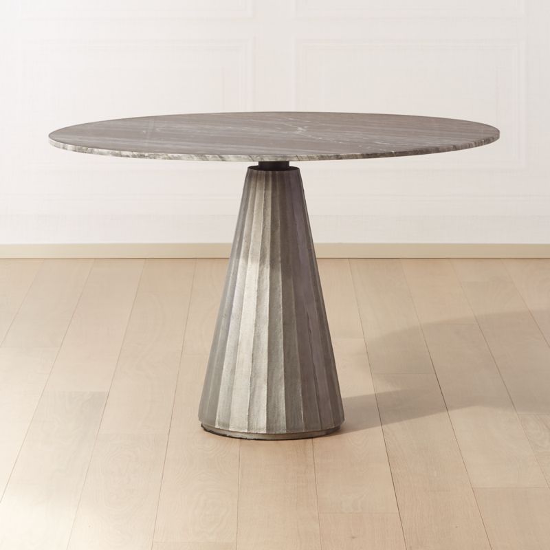 Paramount Marble Pedestal Table 46 Silver Grey Reviews Cb2